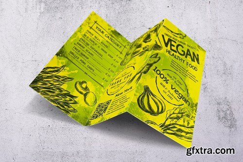 Vintage Vegan Trifold Food Menu A4 & US Letter