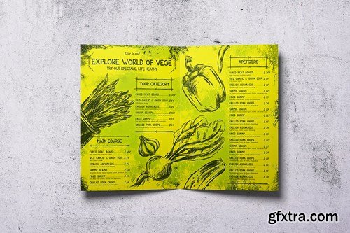 Vintage Vegan Bifold Food Menu A4 & US Letter