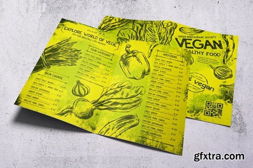 Vintage Vegan Bifold Food Menu A4 & US Letter