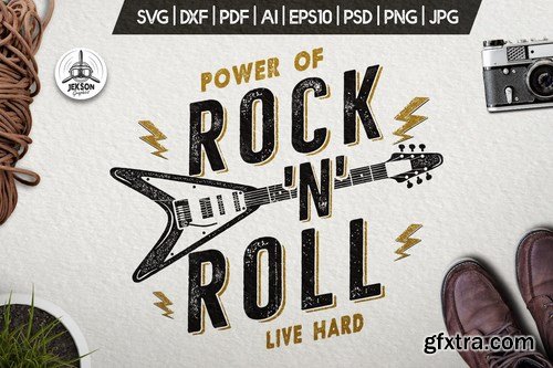 Music Rock n Roll Print for T-Shirt, Retro Design