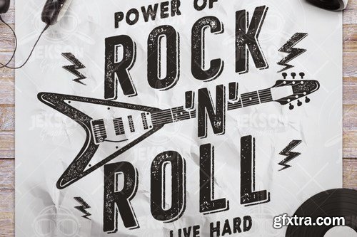 Music Rock n Roll Print for T-Shirt, Retro Design