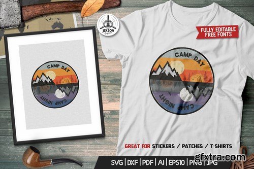 Camp Day Camping Night Adventure Logo, Retro Shirt