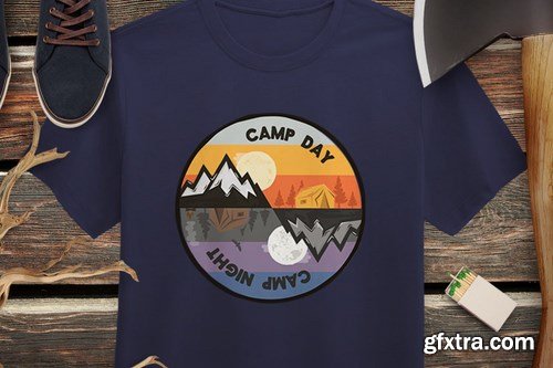 Camp Day Camping Night Adventure Logo, Retro Shirt