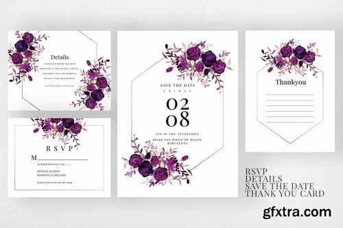 Wedding Invitation Suite - Burgundy