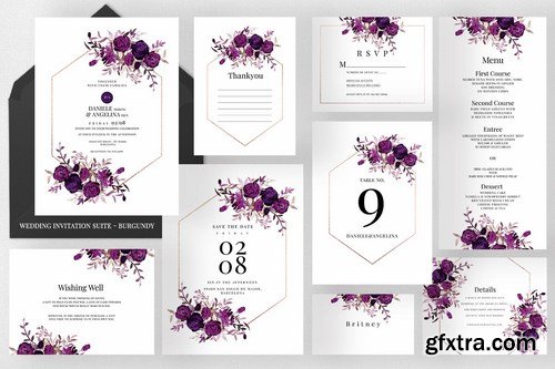 Wedding Invitation Suite - Burgundy