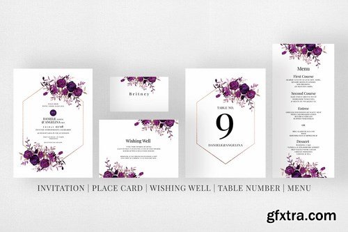 Wedding Invitation Suite - Burgundy