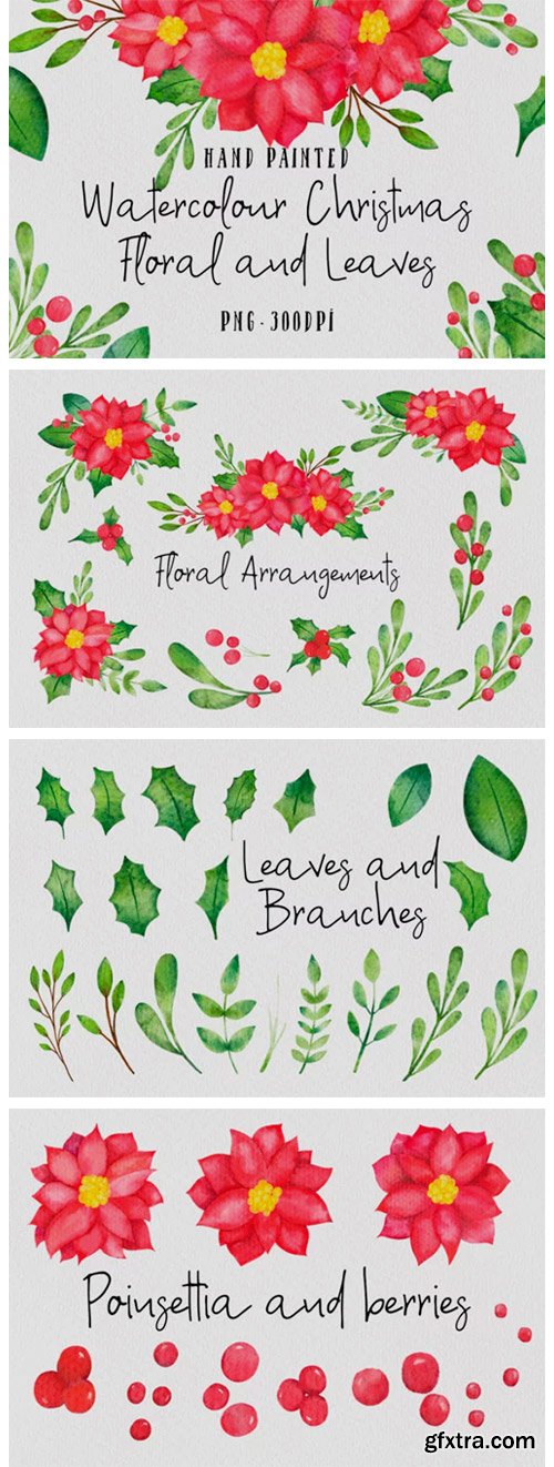 Christmas Watercolor Floral Set 2029102