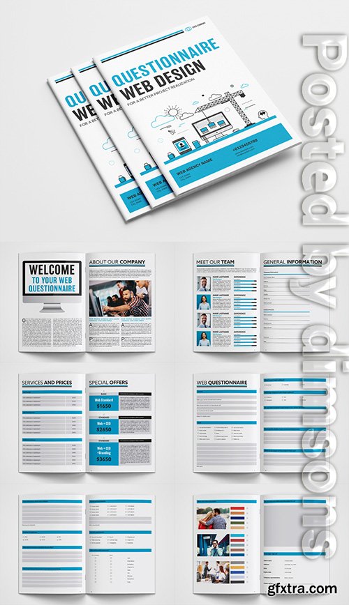 Questionnaire Layout with Blue Accents 302321487