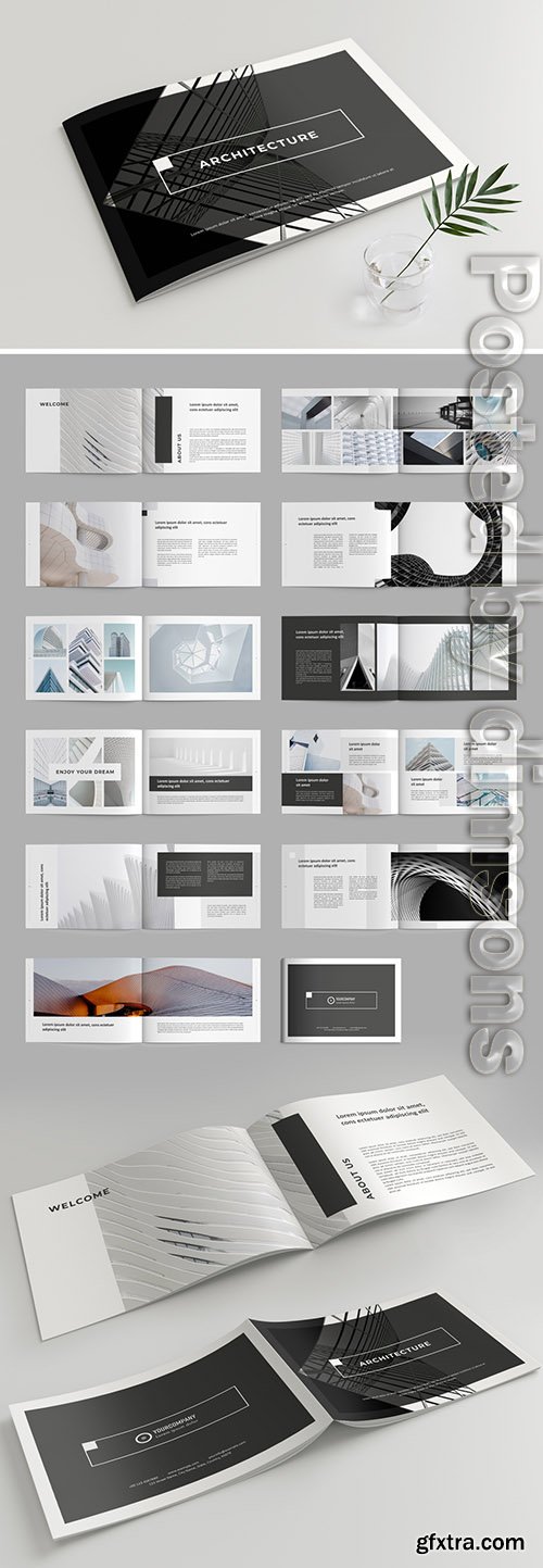 Brochure Layout with Gray Accents 302241086