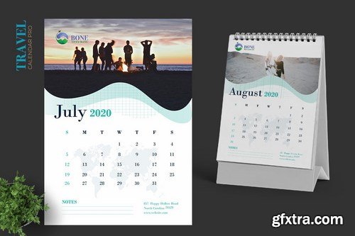 2020 Clean Travel Calender Pro