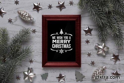 Christmas picture frame mockup