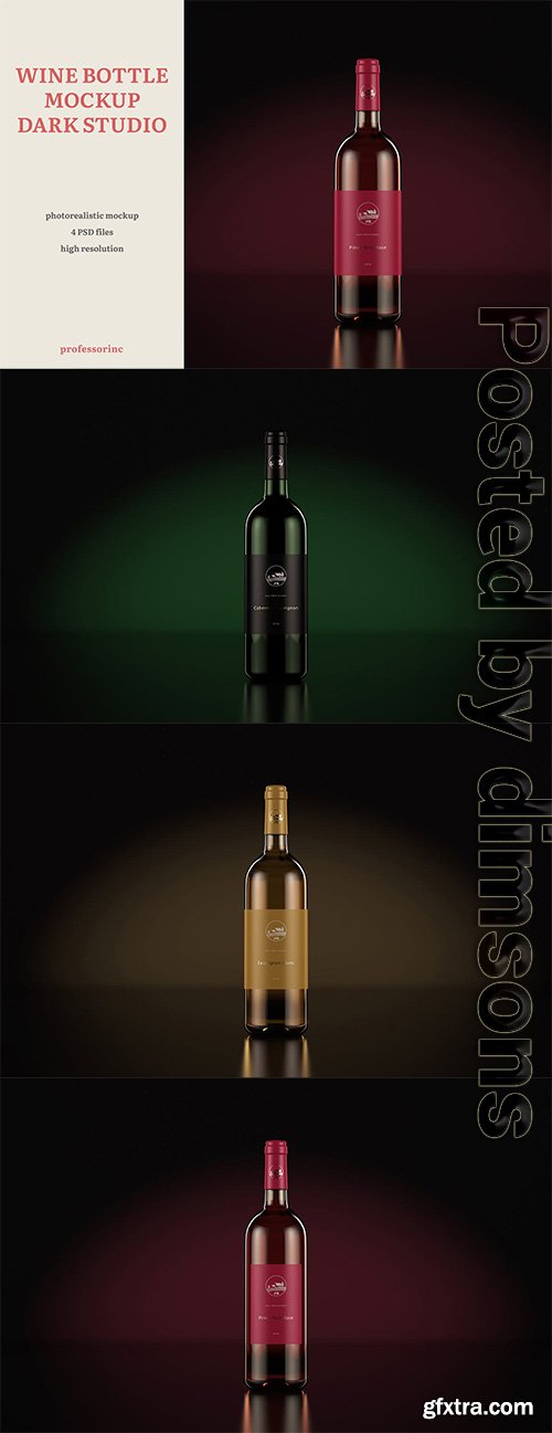 Wine Bottle Mockup - Dark Studio