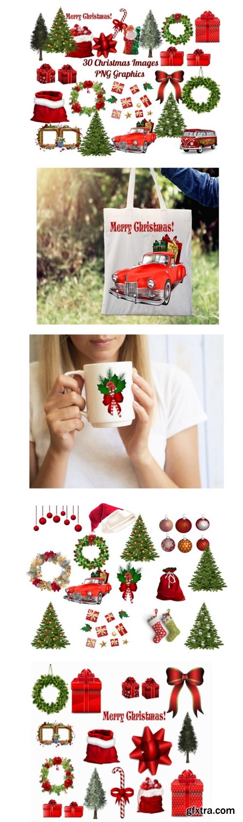 30 Christmas Clip Art Images PNG Bundle 2040288