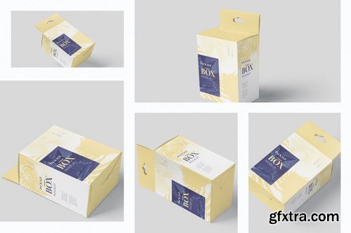 Package Box Mockup Set - Slim Square with Hanger