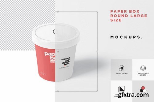 Paper Box Mockup PSDs Round - Large Size