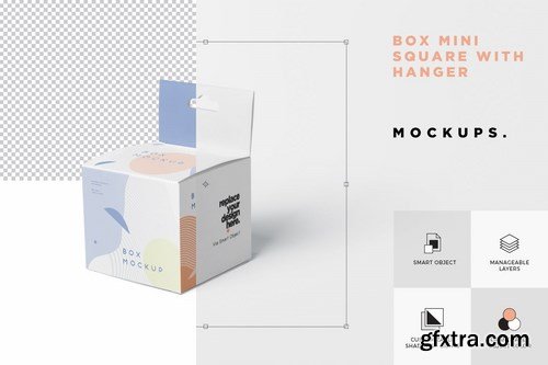 Box Mockup Set - Mini Square with Hanger