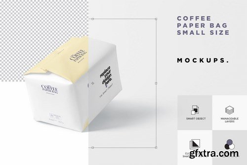 Coffee Paper Bag Mockup PSDs - Small Size