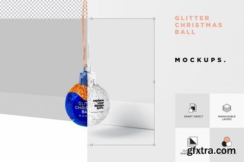 Glitter Christmas Ball Mockup