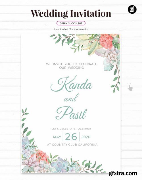 Floral Hand-drawn Watercolor Wedding Invitation