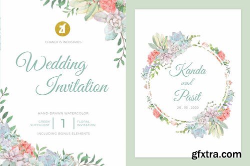 Floral Hand-drawn Watercolor Wedding Invitation