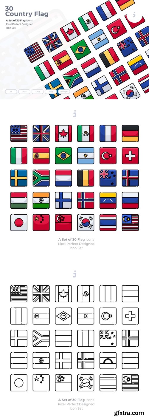 30 Country Flag Icons