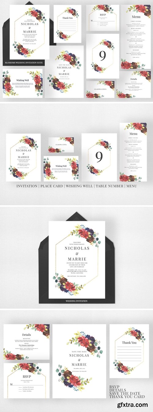 Blossoms Wedding Invitation Suite