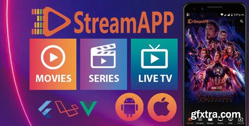 CodeCanyon - StreamApp v1.1 - Streaming Movies, TV Series and Live TV - Flutter Full App with Admin Panel - 24483188