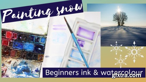 Beginners ink and watercolour. How to paint snow.