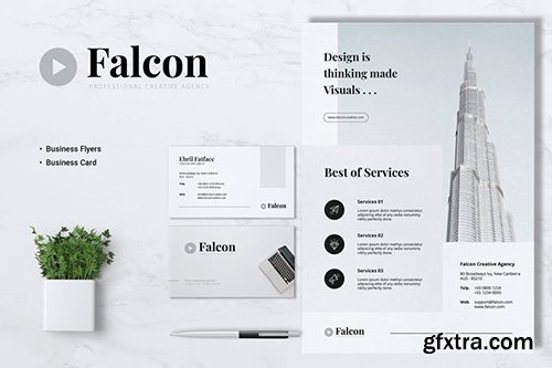 FALCON Creative Agency Flyer & Business Card