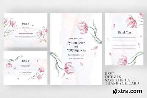 Pink Floral Sketch Wedding Suite