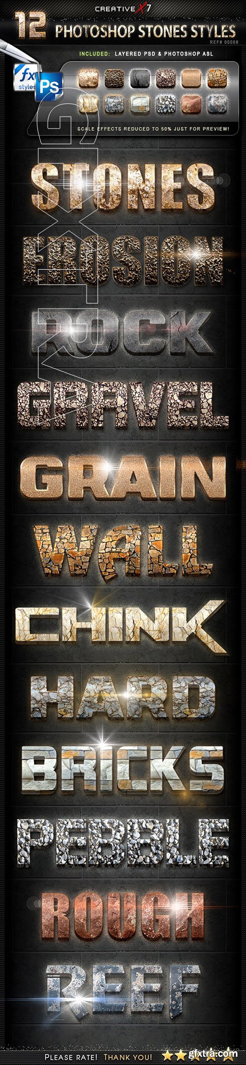 GraphicRiver - CreativeX7 - 12 Photoshop Stones Styles 24923614