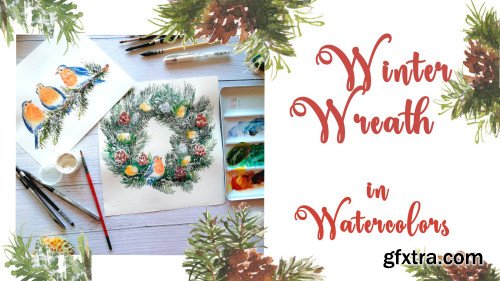 Winter Wreath in Watercolors: ideas for holiday cards