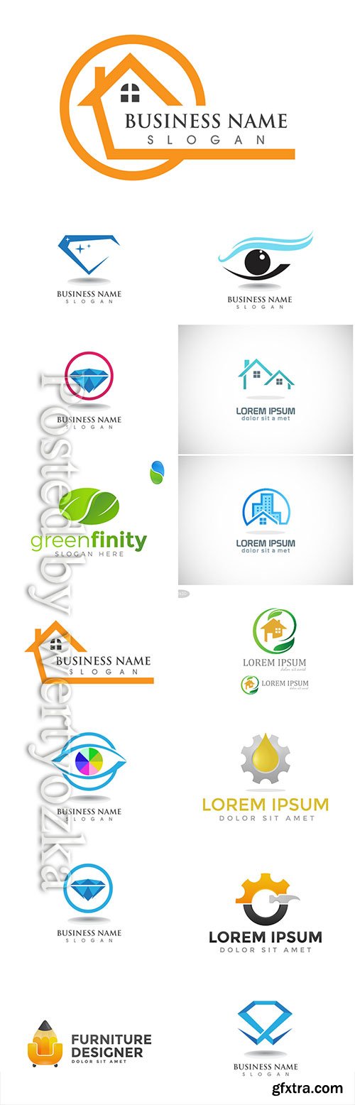 Logos set, business vector # 9