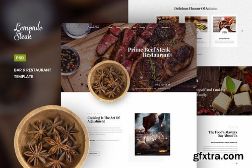 Lemonde Steak - Bar & Restaurant PSD Template