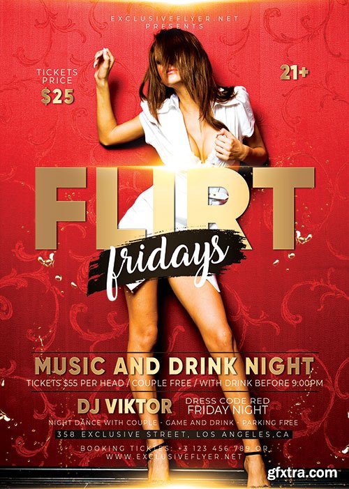 Flirt fridays - Premium flyer psd template