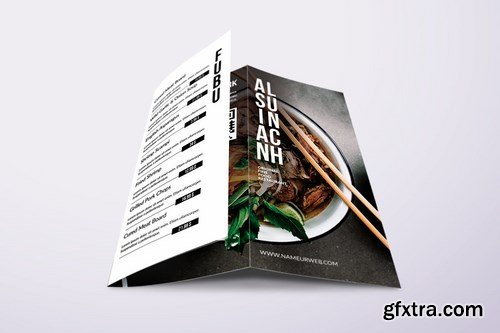 Asian Cuisine Elegant Trifold Menu A4 & US Letter