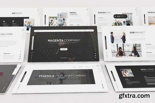 Magenta Picth Deck Powerpoint Google Slides and Keynote Templates