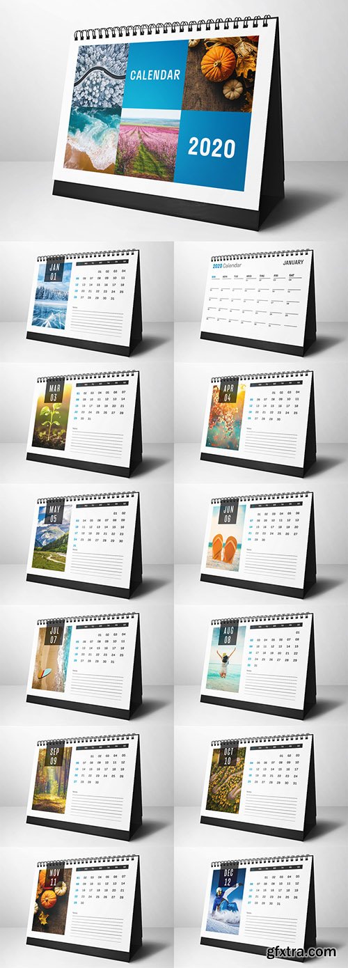 Desk Calendar Layout with Planner Element 303681991
