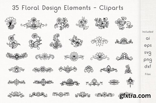 Floral Design Elements - Cliparts