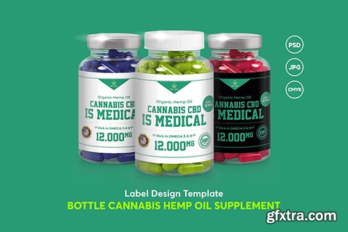 Label Design Bottle Cannabis Hemp Oil Supplement