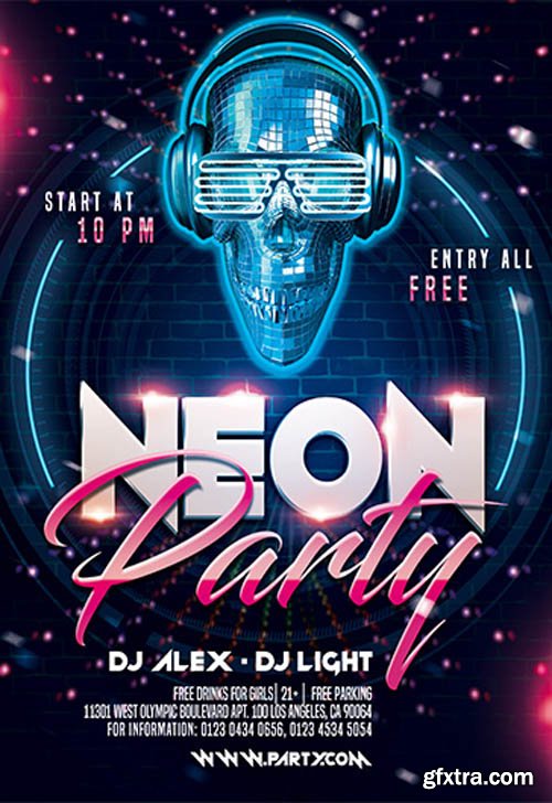 Neon Party V2211 2019 Premium PSD Flyer Template