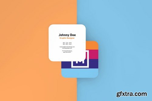 Round Edges Square Business Card Mockups