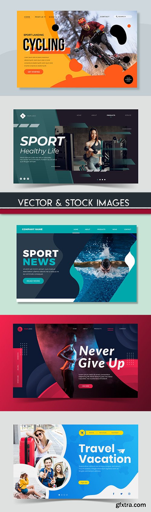 Sports and lifestyle page illustration template