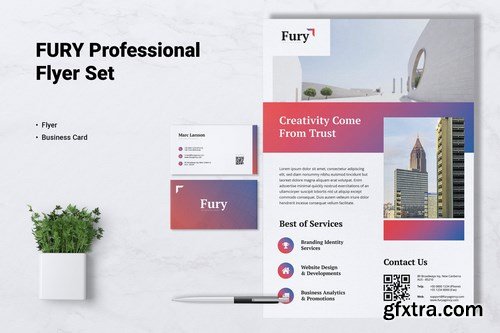 FURY Creative Agency Flyer &amp; Business Card