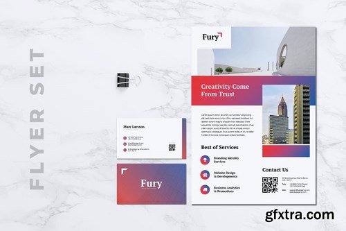 FURY Creative Agency Flyer &amp; Business Card