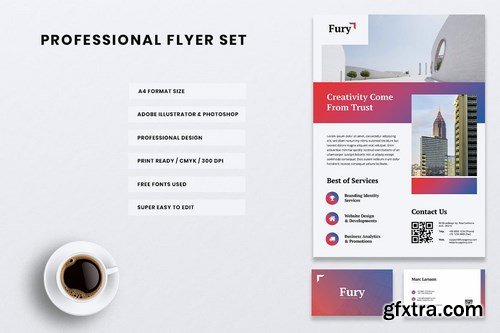 FURY Creative Agency Flyer &amp; Business Card