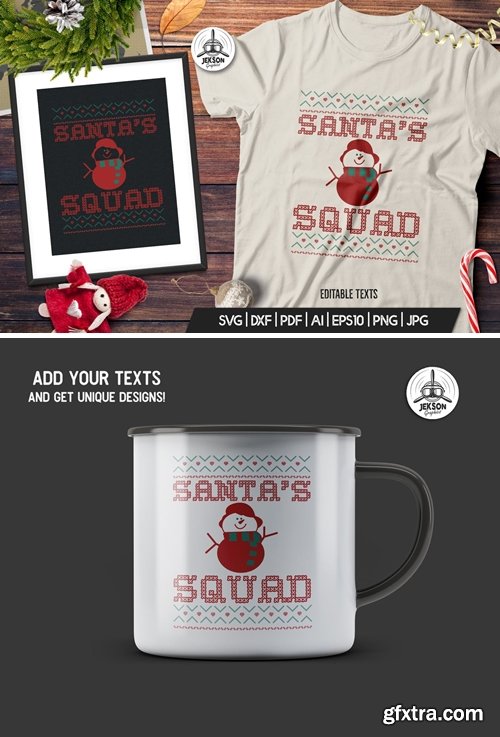 Christmas Santa Squad Sweater T-Shirt. Xmas Design