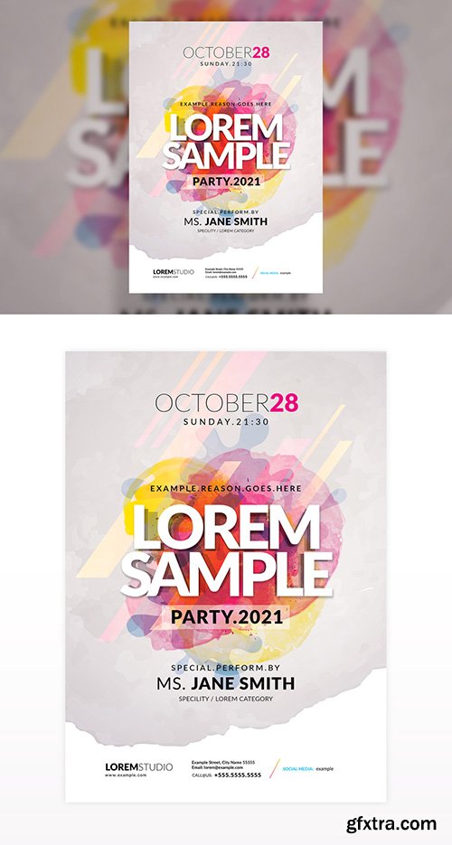 Party Poster Layout with Multicolored Abstract Background 302490928
