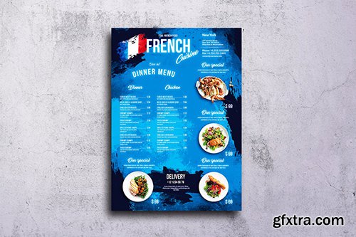 French Food Menu Design A3 Poster