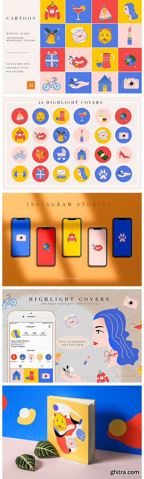 CM - 24 Cartoon Highlight Icon Set 4264884